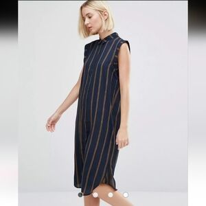 Selected Femme Louay Sleeveless Navy Shirt Dress sz 36 n sz 34